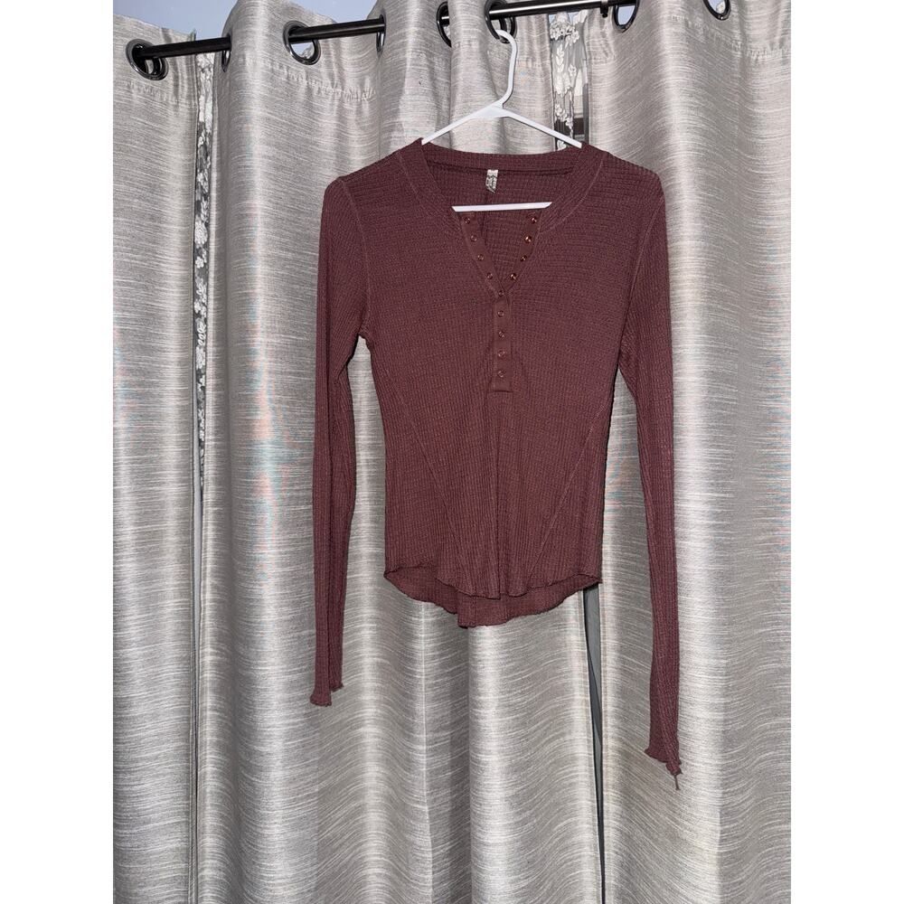 Free People long sleeve purple button thermal medium